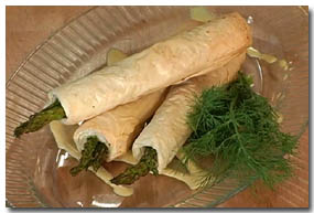 Asparagus in Phyllo with Creamy Sauce